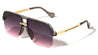 Temple Line Accent Semi Rimless Modern Squared Aviators Wholesale Sunglasses