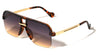 Temple Line Accent Semi Rimless Modern Squared Aviators Wholesale Sunglasses