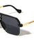 Temple Line Accent Semi Rimless Modern Squared Aviators Wholesale Sunglasses