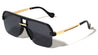 Temple Line Accent Semi Rimless Modern Squared Aviators Wholesale Sunglasses