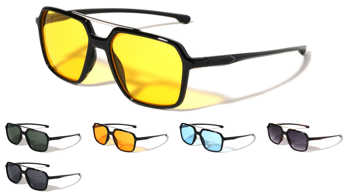 Top Bar Accent Sports Square Aviators Wholesale Sunglasses