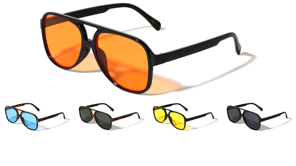 Color Lens Retro Tear Shape Aviators Wholesale Sunglasses