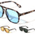 Hinge Accent Color Lens Modern Squared Aviators Wholesale Sunglasses