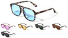 Hinge Accent Color Lens Modern Squared Aviators Wholesale Sunglasses