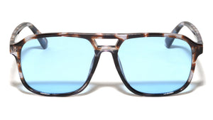 Hinge Accent Color Lens Modern Squared Aviators Wholesale Sunglasses