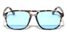 Hinge Accent Color Lens Modern Squared Aviators Wholesale Sunglasses