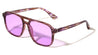 Hinge Accent Color Lens Modern Squared Aviators Wholesale Sunglasses