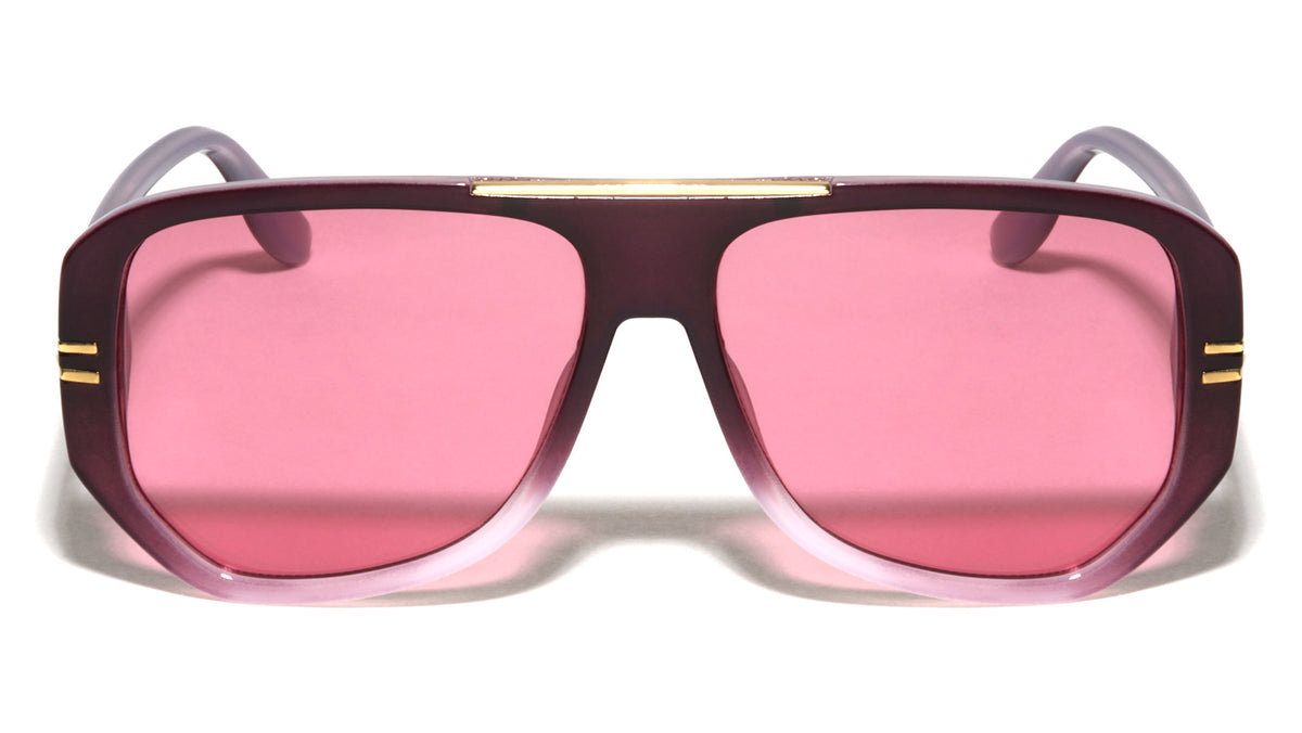Two Bar Side Accent Solid Frame Geometric Aviators Wholesale Sunglasses