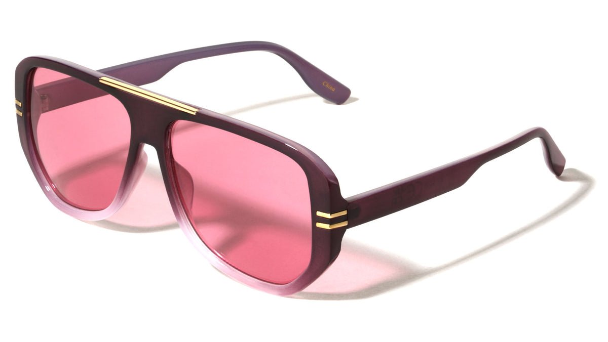Two Bar Side Accent Solid Frame Geometric Aviators Wholesale Sunglasses