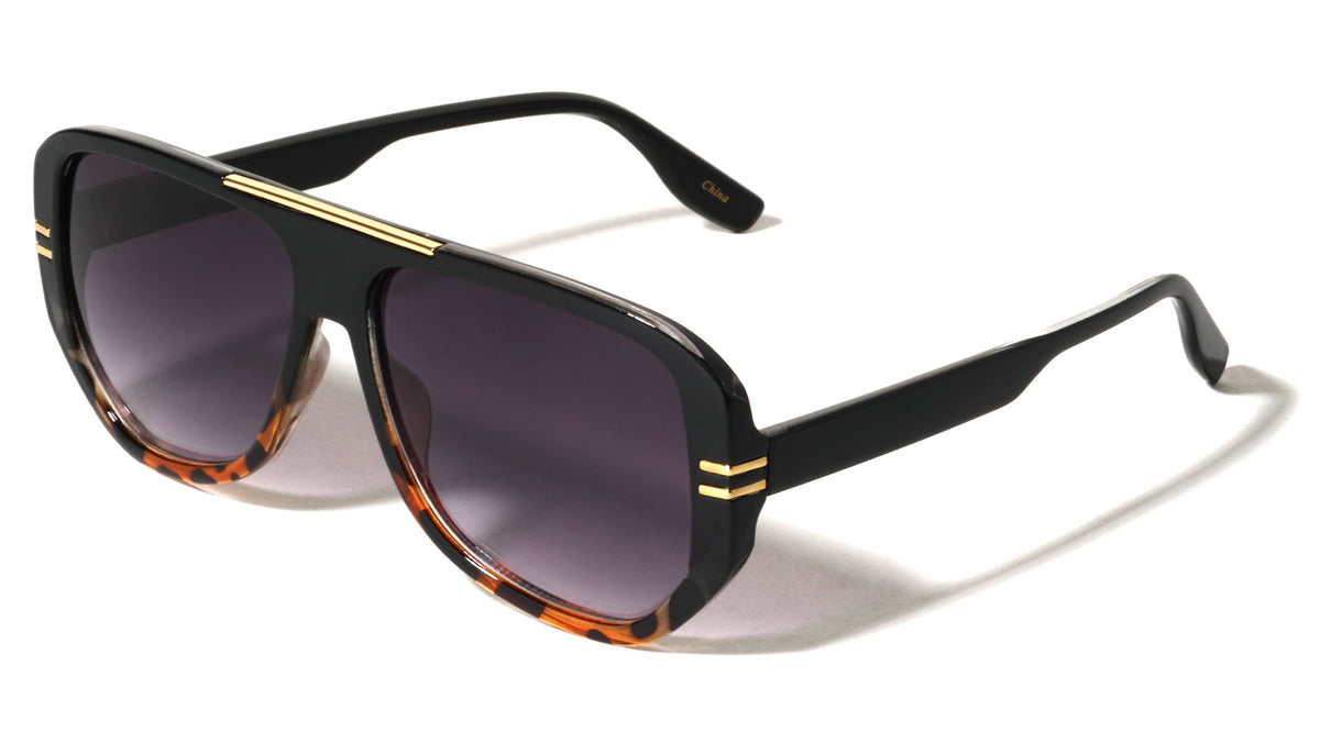 Two Bar Side Accent Solid Frame Geometric Aviators Wholesale Sunglasses