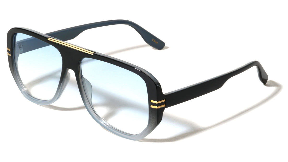 Two Bar Side Accent Solid Frame Geometric Aviators Wholesale Sunglasses