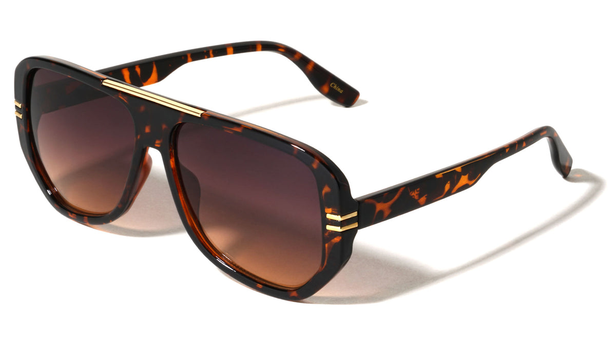 Two Bar Side Accent Solid Frame Geometric Aviators Wholesale Sunglasses