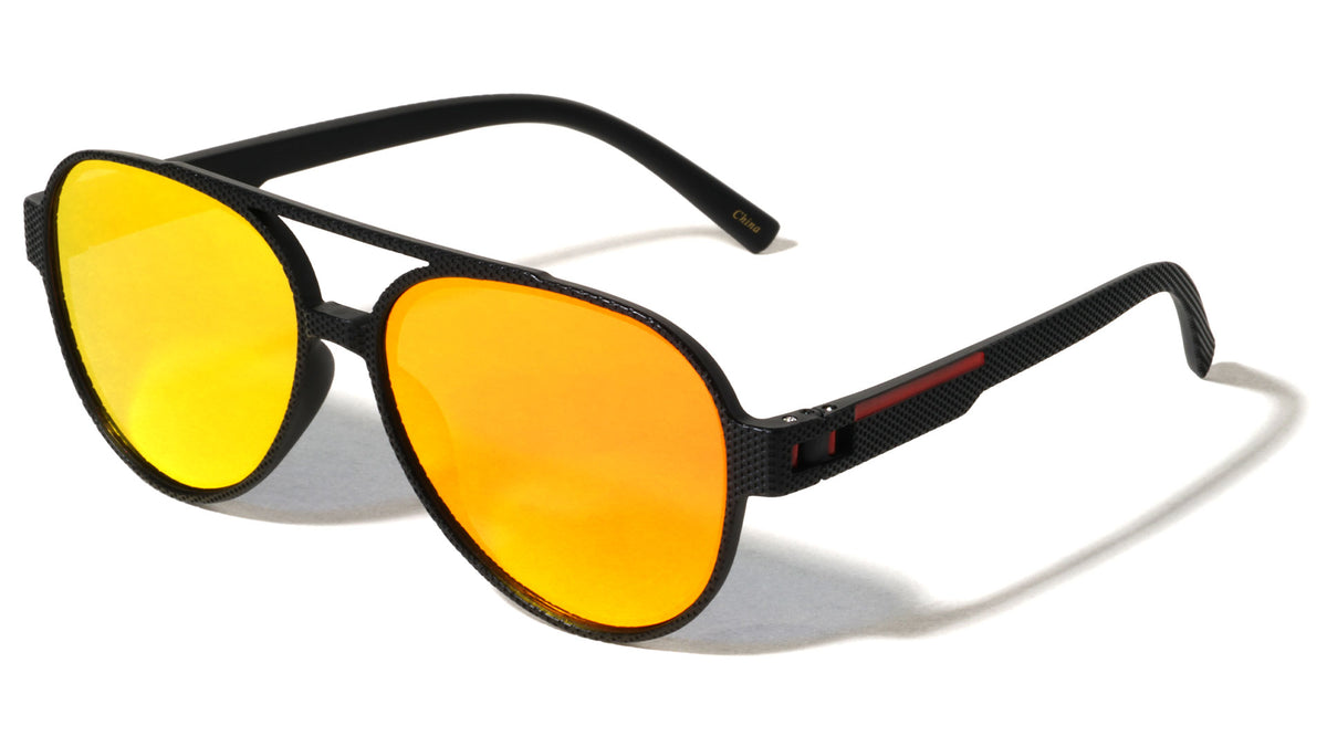 Frame Texture Temple Bar Accent Aviators Wholesale Sunglasses