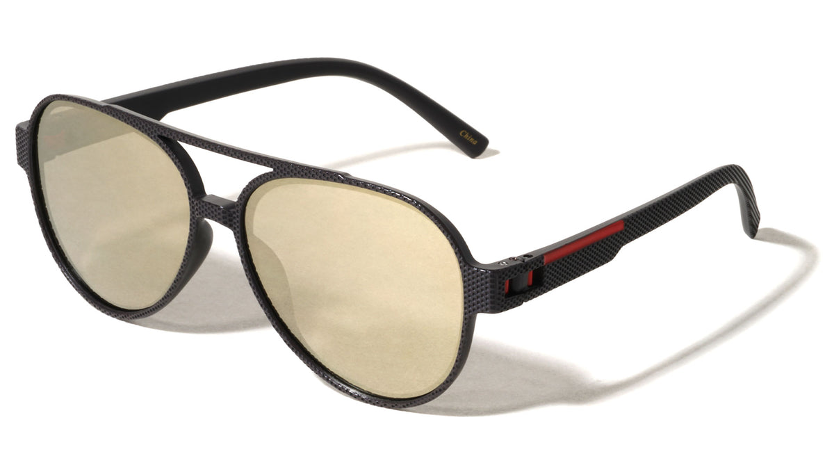 Frame Texture Temple Bar Accent Aviators Wholesale Sunglasses