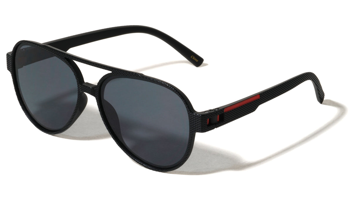 Frame Texture Temple Bar Accent Aviators Wholesale Sunglasses