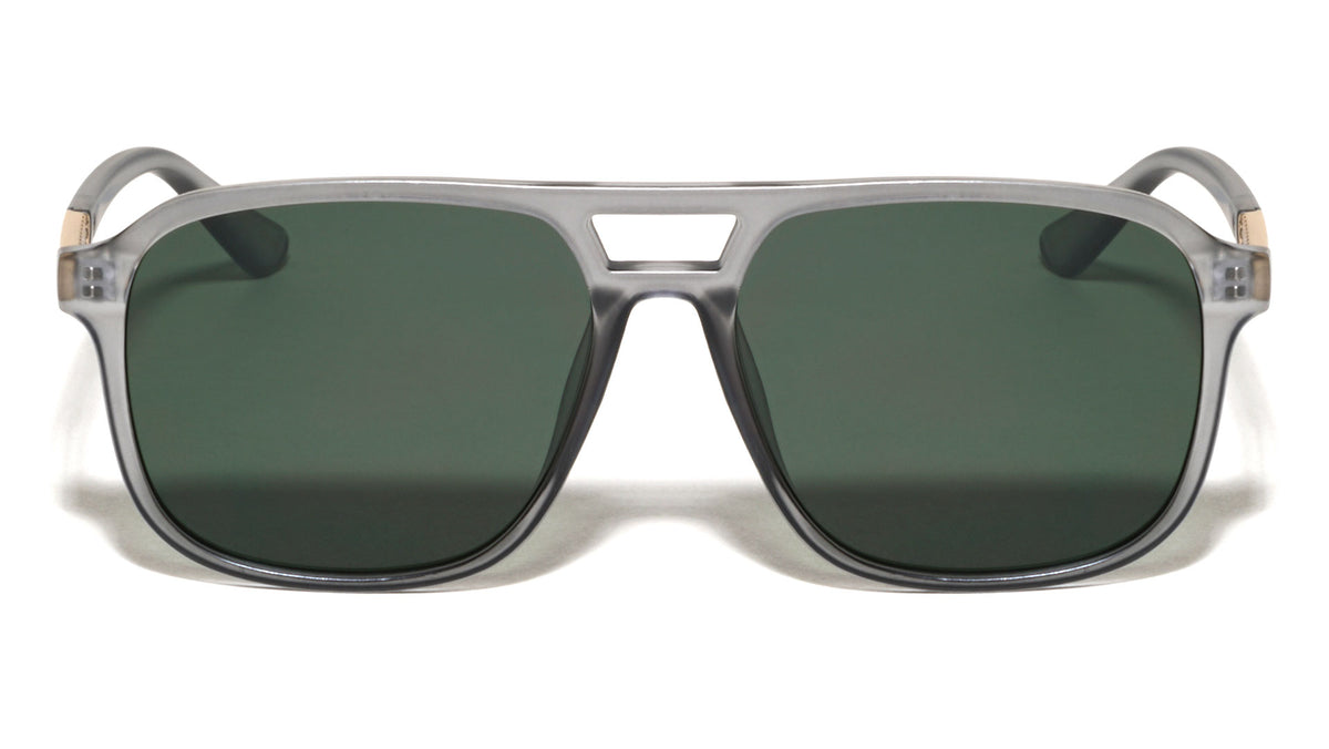 Inside Hinge Texture Modern Squared Aviators Wholesale Sunglasses