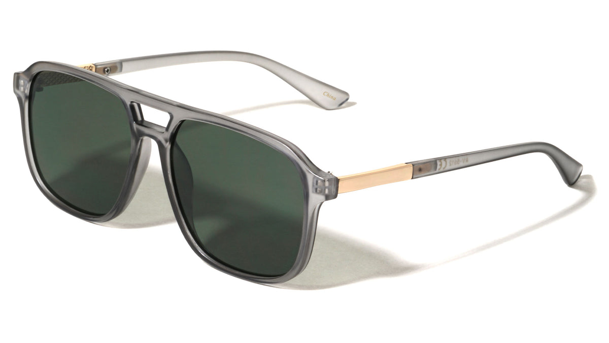 Inside Hinge Texture Modern Squared Aviators Wholesale Sunglasses