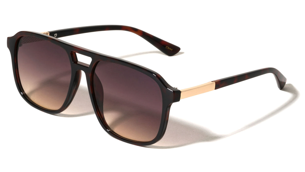 Inside Hinge Texture Modern Squared Aviators Wholesale Sunglasses