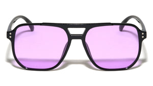 Color Lens Two Dot Stud Accent Squared Aviators Wholesale Sunglasses