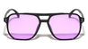 Color Lens Two Dot Stud Accent Squared Aviators Wholesale Sunglasses