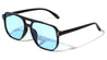 Color Lens Two Dot Stud Accent Squared Aviators Wholesale Sunglasses