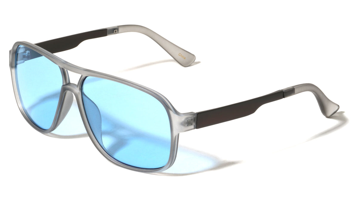 Flat Temple Raised Nose Modern Squared Aviators Wholesale Sunglasses