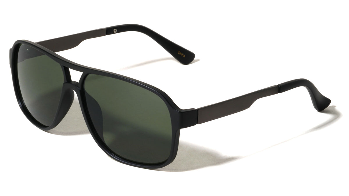 Flat Temple Raised Nose Modern Squared Aviators Wholesale Sunglasses