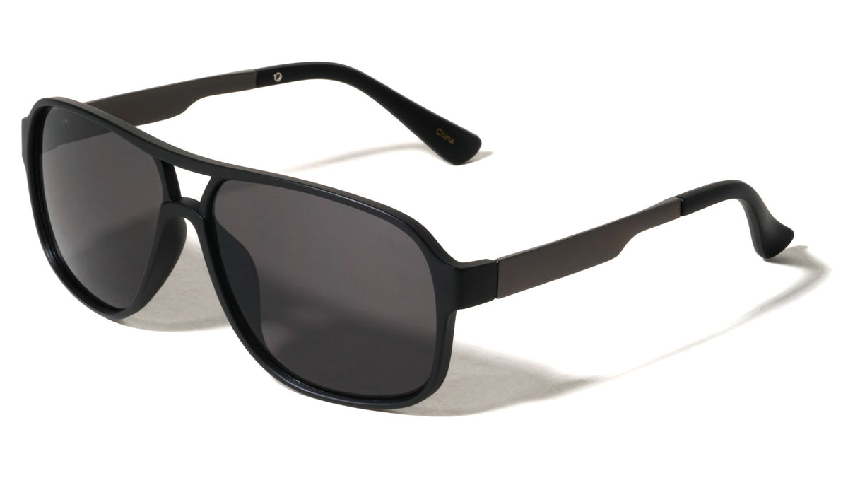 Flat Temple Raised Nose Modern Squared Aviators Wholesale Sunglasses