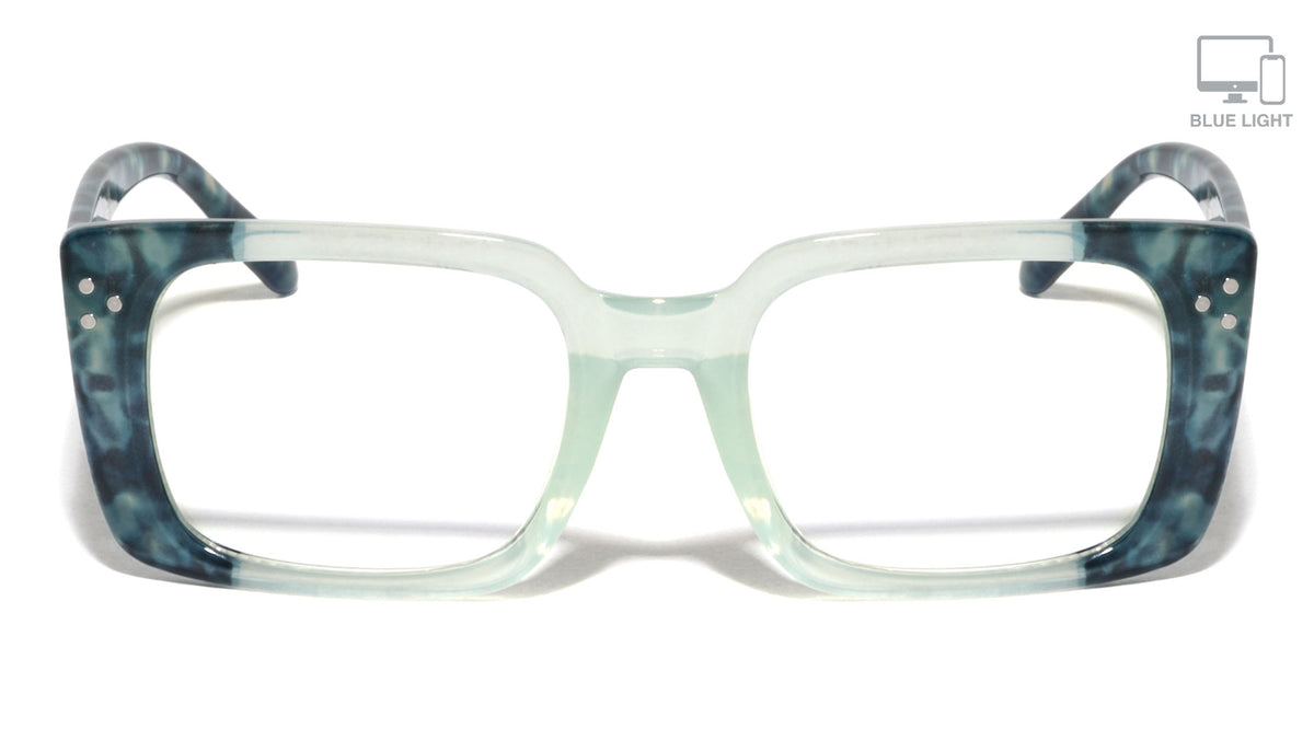 Blue Light Blocking Crystal Color Spring Hinge Rectangle Wholesale Eyewear