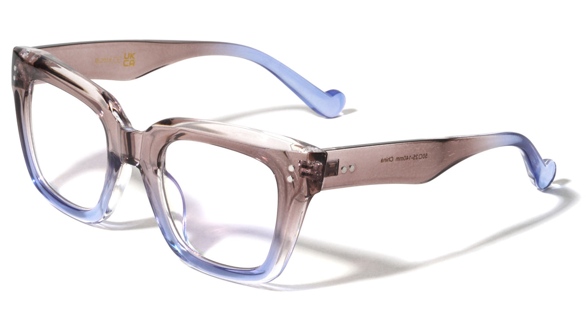 Blue Light Blocking Crystal Color Duotone Fashion Square Wholesale Eyewear