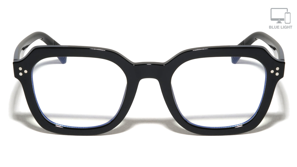 Three Dot Accent Squared Geometric Blue Light Blocking Wholesale Eyewear