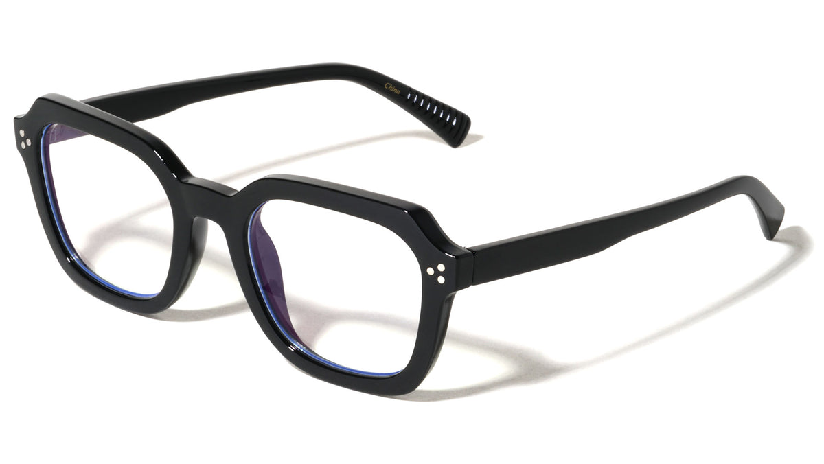 Three Dot Accent Squared Geometric Blue Light Blocking Wholesale Eyewear