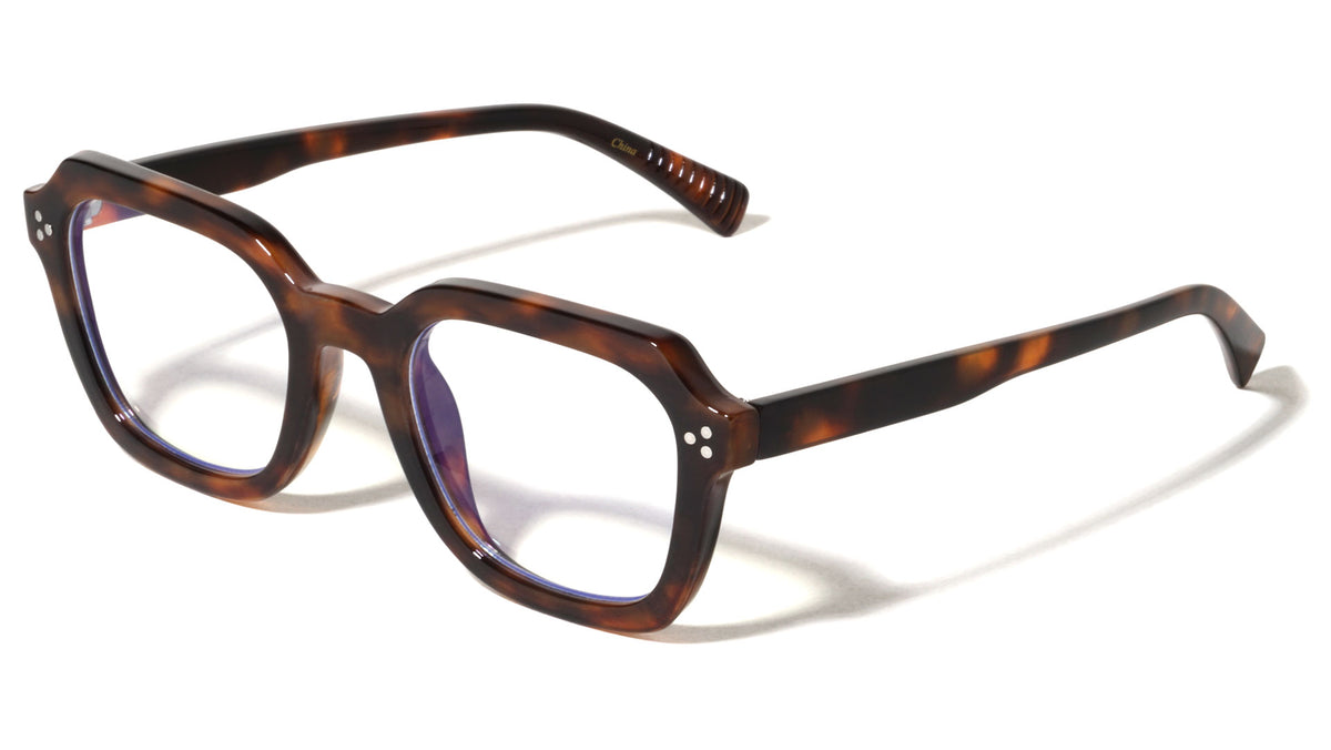 Three Dot Accent Squared Geometric Blue Light Blocking Wholesale Eyewear