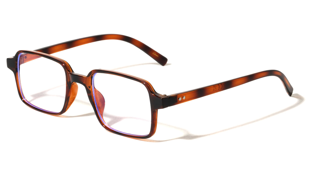 Two Dot Temple Accent Rectangle Blue Light Blocking Wholesale Eyewear