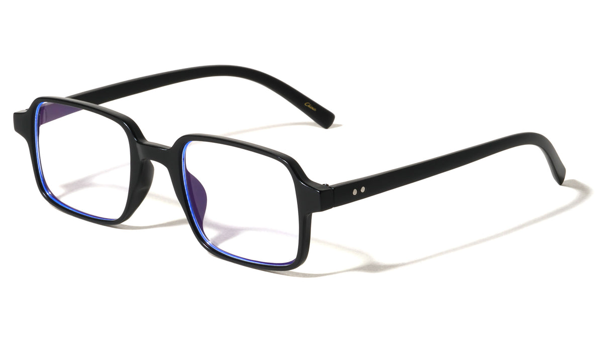 Two Dot Temple Accent Rectangle Blue Light Blocking Wholesale Eyewear
