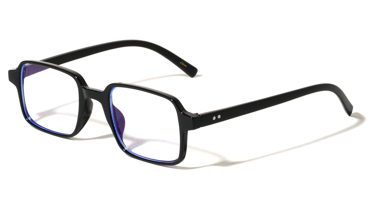 Two Dot Temple Accent Rectangle Blue Light Blocking Wholesale Eyewear