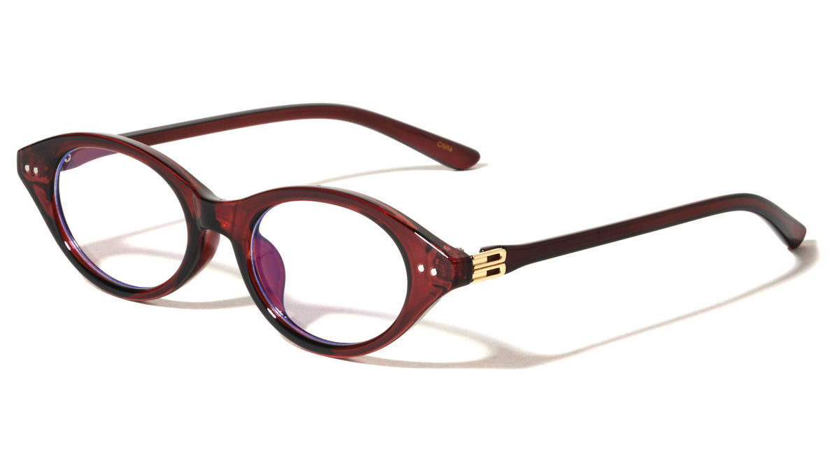 Two Bracket Temple Accent Retro Cat Eye Blue Light Blocking Wholesale Eyewear