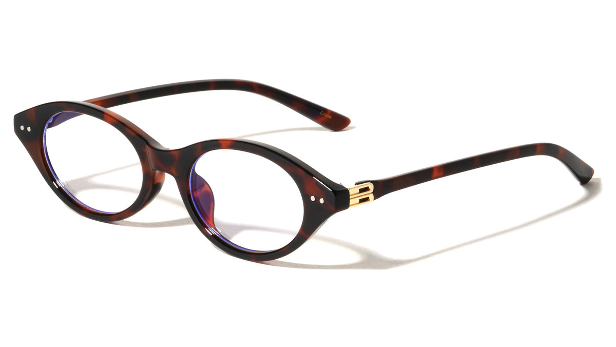 Two Bracket Temple Accent Retro Cat Eye Blue Light Blocking Wholesale Eyewear