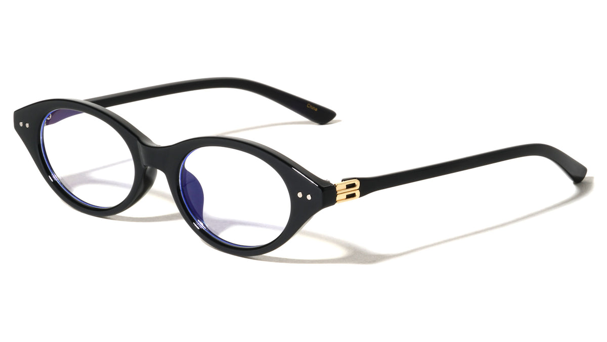 Two Bracket Temple Accent Retro Cat Eye Blue Light Blocking Wholesale Eyewear