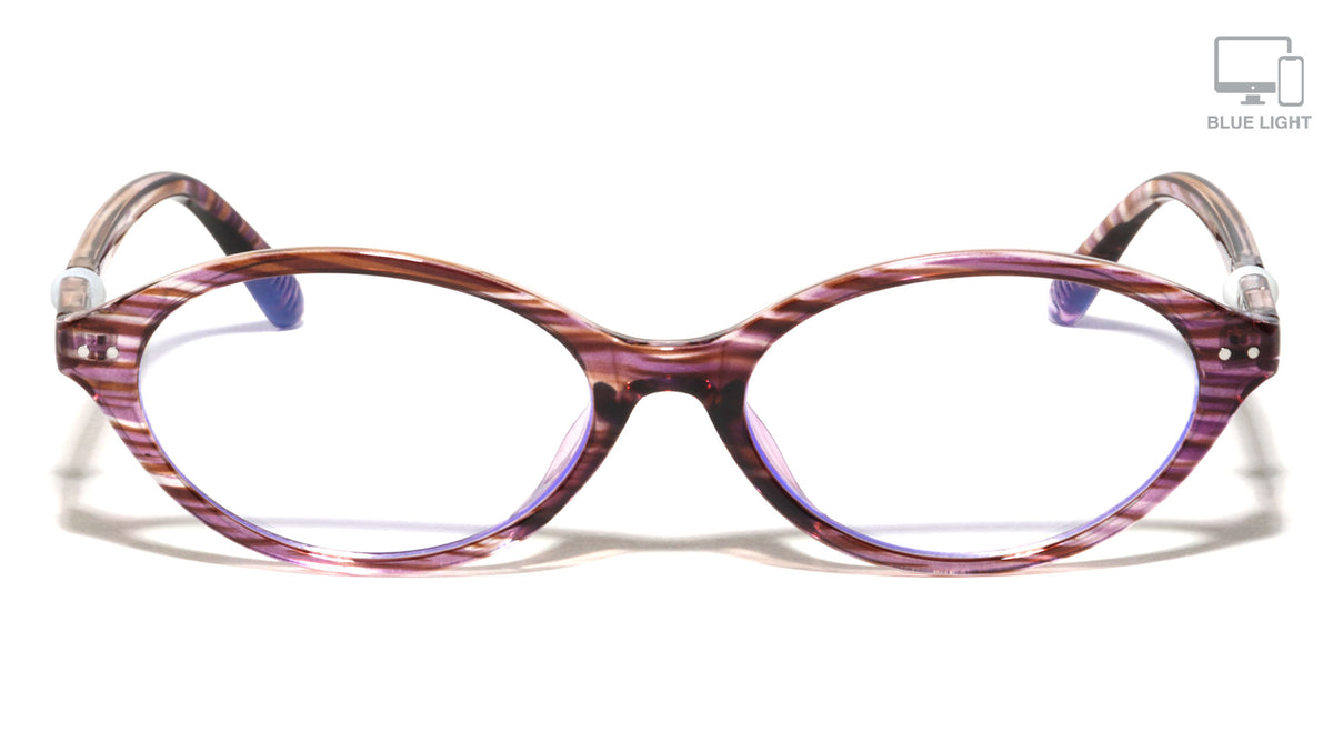Pearl Temple Accent Retro Oval Blue Light Blocking Wholesale Eyewear