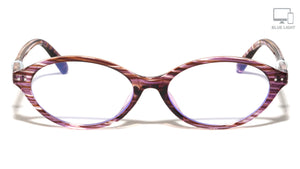 Pearl Temple Accent Retro Oval Blue Light Blocking Wholesale Eyewear