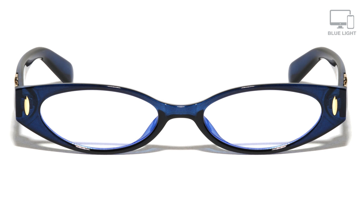 Glitter Temple Accent Oval Cat Eye Blue Light Blocking Wholesale Eyewear