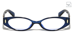 Glitter Temple Accent Oval Cat Eye Blue Light Blocking Wholesale Eyewear