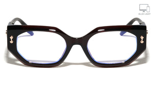 Two Dot Rivet Accent Geometric Cat Eye Blue Light Blocking Wholesale Eyewear