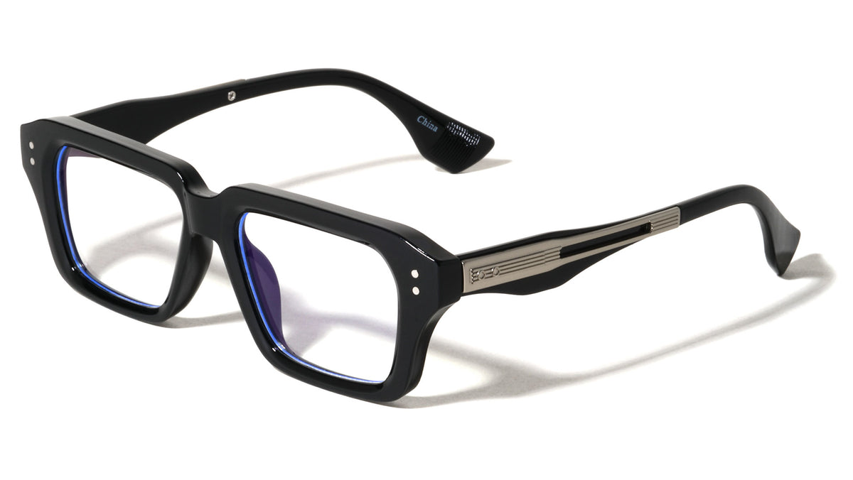 Art Deco Temple Bar Accent Square Blue Light Blocking Wholesale Eyewear
