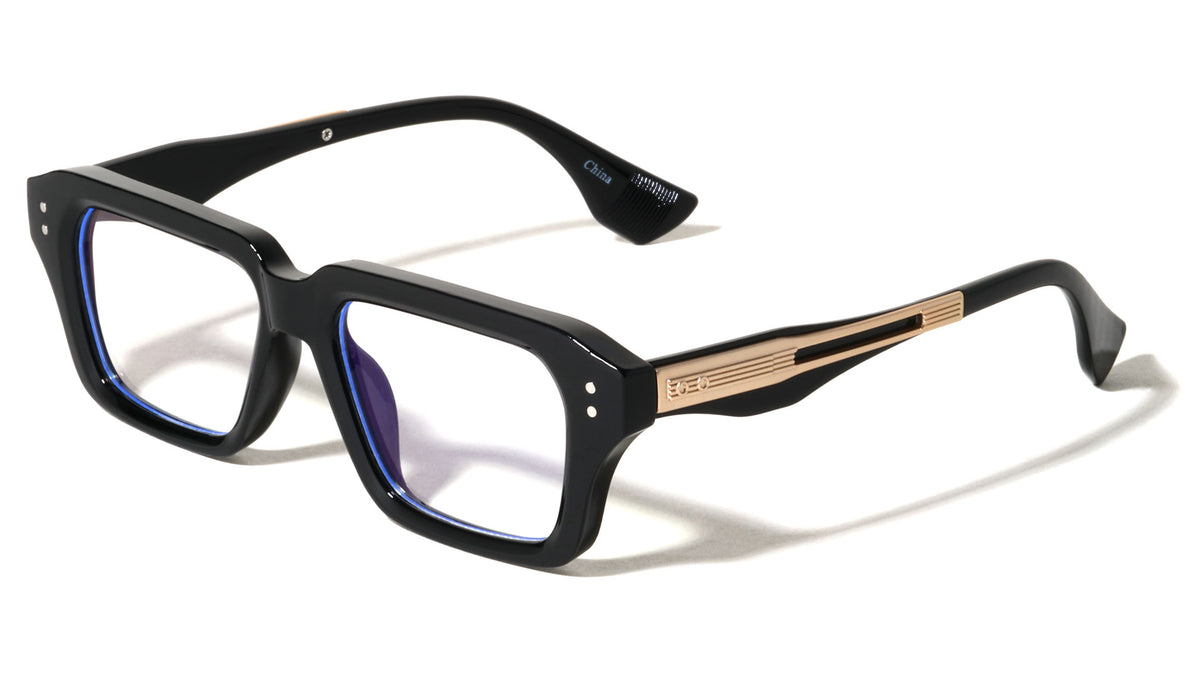Art Deco Temple Bar Accent Square Blue Light Blocking Wholesale Eyewear
