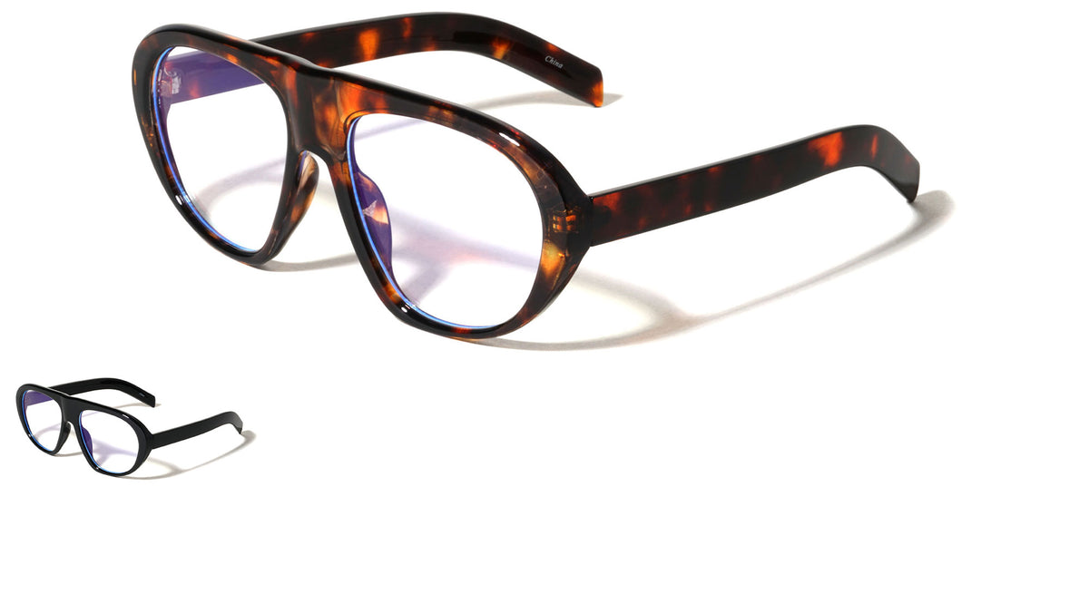 Solid Frame Oval Aviators Blue Light Blocking Wholesale Eyewear
