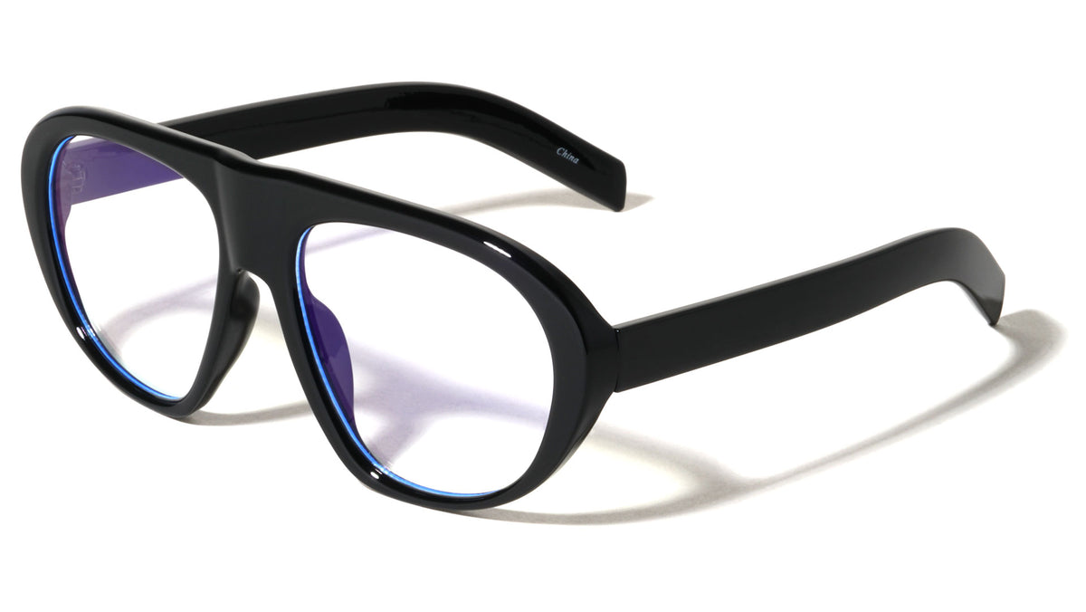Solid Frame Oval Aviators Blue Light Blocking Wholesale Eyewear