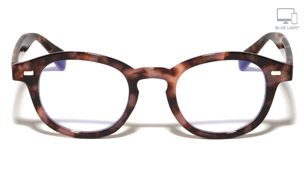 Rectangle Stud Accent Retro Round Blue Light Blocking Wholesale Eyewear