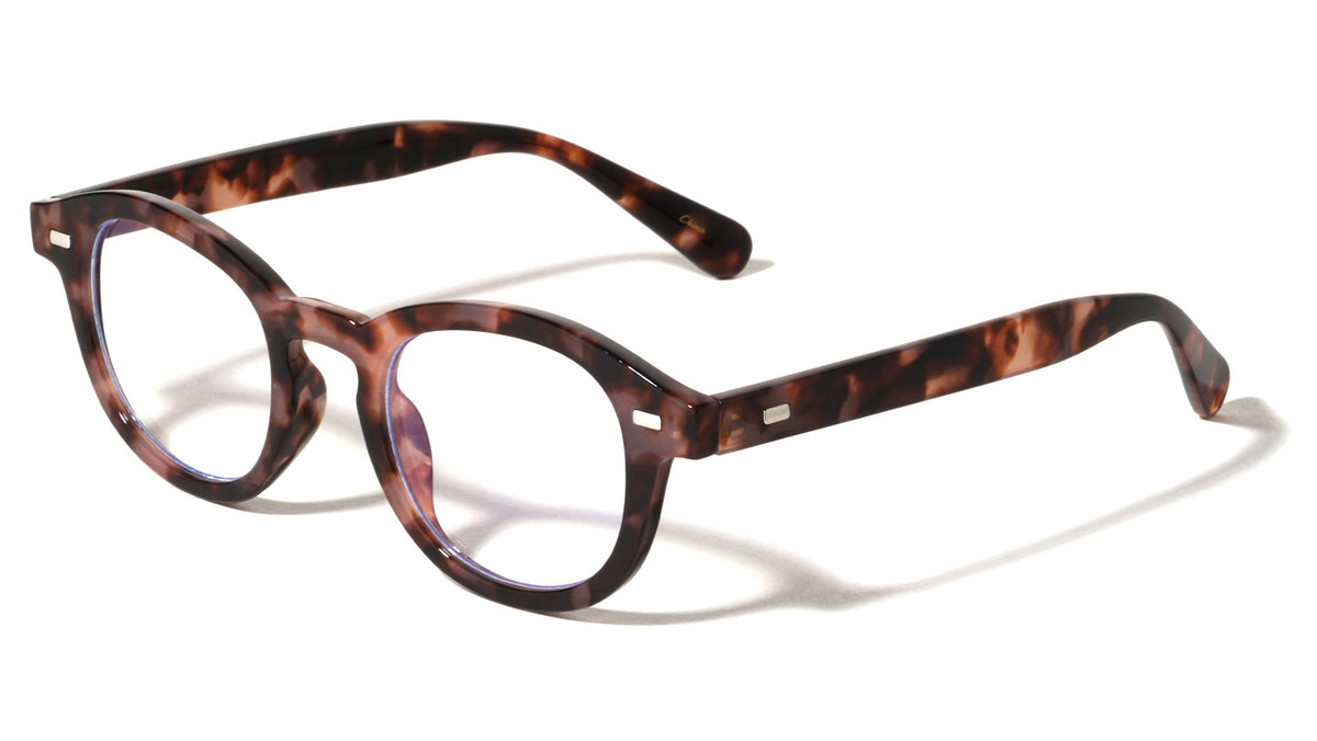 Rectangle Stud Accent Retro Round Blue Light Blocking Wholesale Eyewear